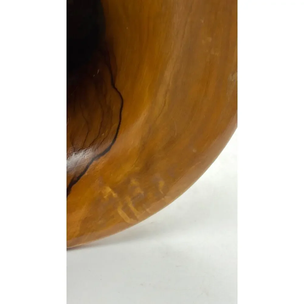 Vintage turned olive wood vase. Rustic and hand crafted.